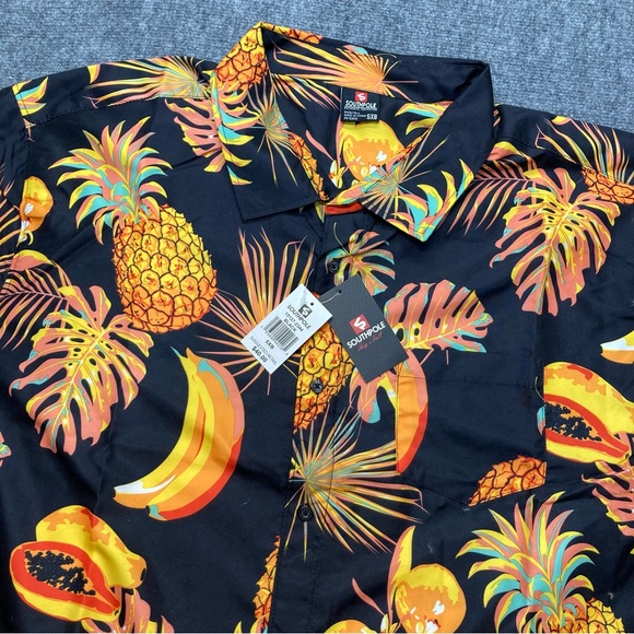 South Pole Other - Southpole Hawaiian Shirt Mens 5XB Black Pineapple Banana Papaya Floral NWT